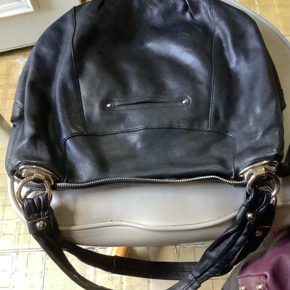 Black b.Makowsky Leather Bag with Silver hardware Excellent Condition Moto bag - Picture 8 of 12